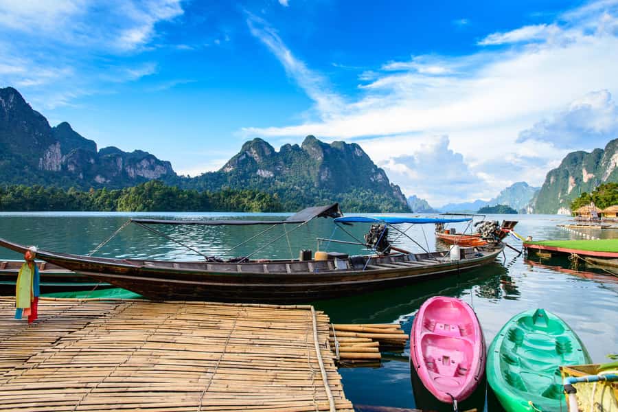 From Khao Lak: Full-Day Cheow Lan Lake with Cave Tour - Rajjaprabha Dam by traditional long-tail boat: the speed jump