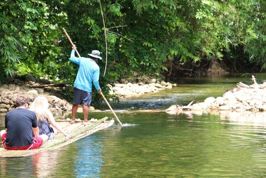 Khao Lak: Raft Expedition & Sea Turtle Conservation Center - Bamboo Rafting on a Pulled-Boat System Through Rainforest Green
