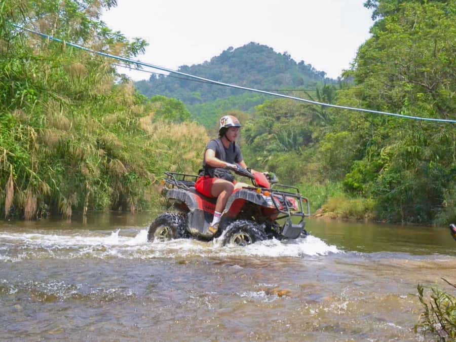 KhaoLak:ATV, ZipLine, & Rafting Adventure Monkey Cave Temple - Lunch by Song Phraek River: Thai set meal, fruits, and cold drinks